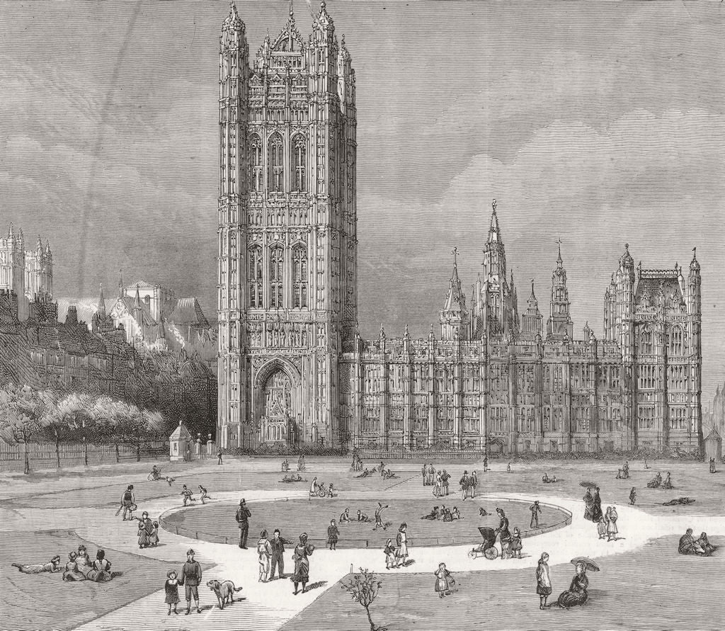 LONDON. Victoria Public Gdns, Westminster 1881 old antique print picture